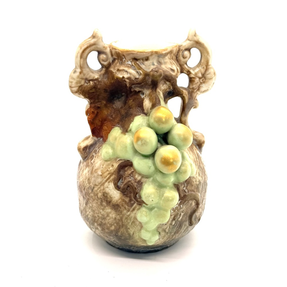 Antique Ernst Wahliss Turn Vienna Austria Vase Grapes Theme #8443